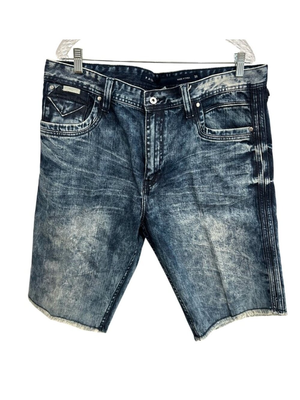 Parish 38 Mens Blue Wash Distressed Denim Shorts Grungecore Skater Aesthetic